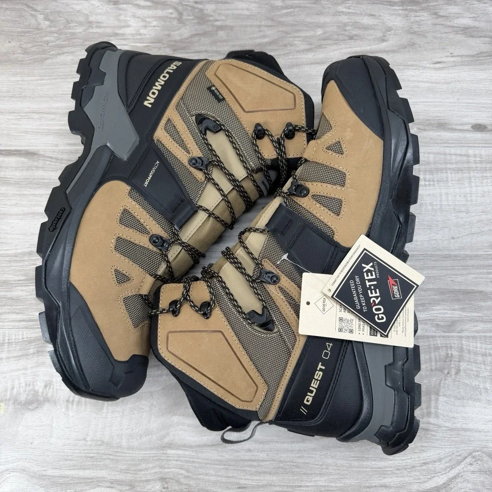 Salomon Quest 4 GTX 412925 Hiking Boots Brown Black Waterproof Men's 13 US